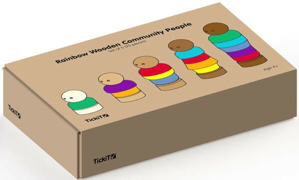 Tęczowe drewniane ludziki mały zestaw