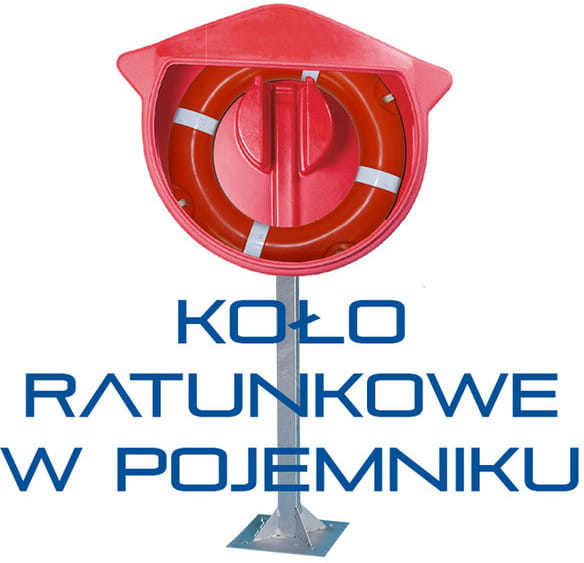 KOŁO RATUNKOWE Z LINĄ W POJEMNIKU NA STOJAKU