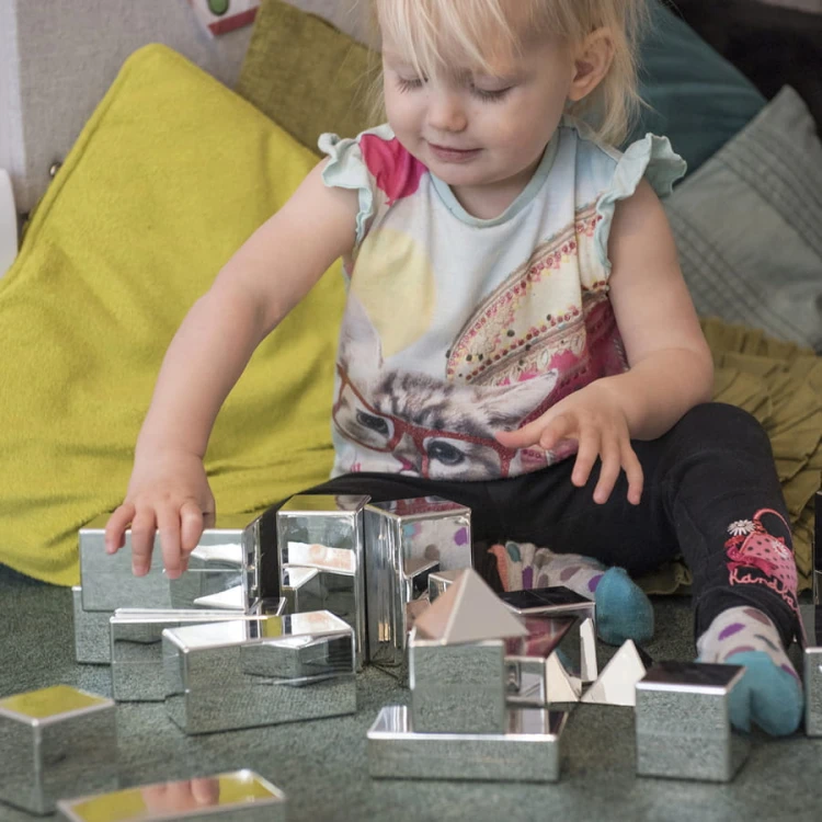Sensoryczne metaliczne mini klocki mix 16 szt TTS