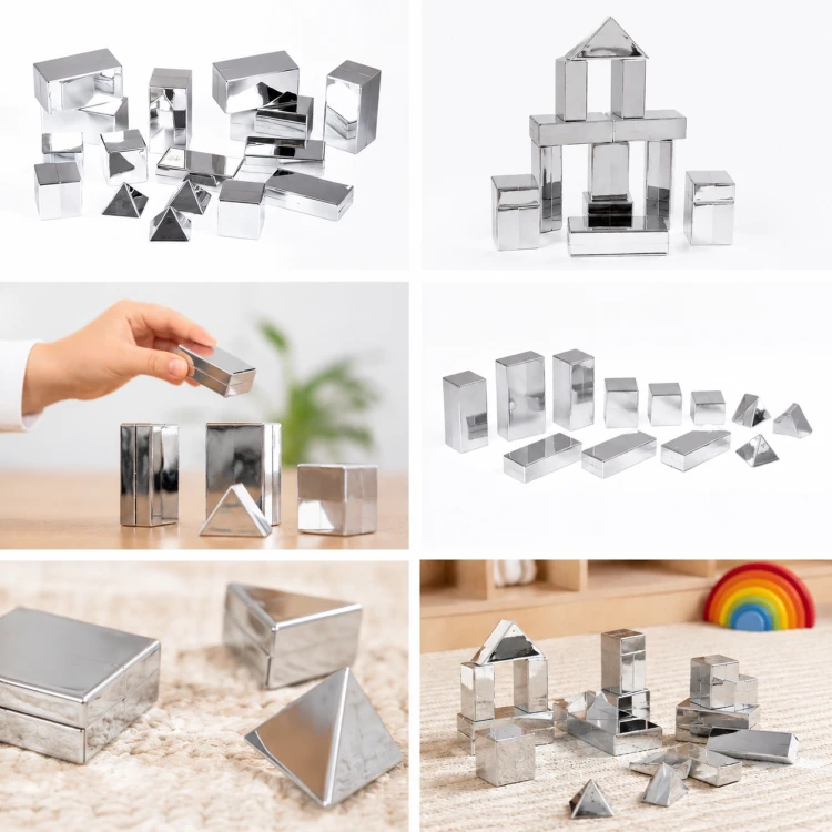 Sensoryczne metaliczne mini klocki mix 16 szt TTS