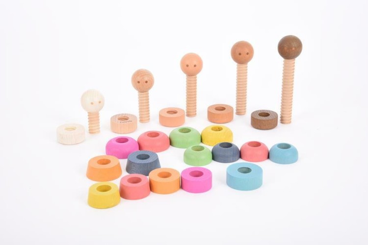 Tęczowe drewniane ludziki mały zestaw