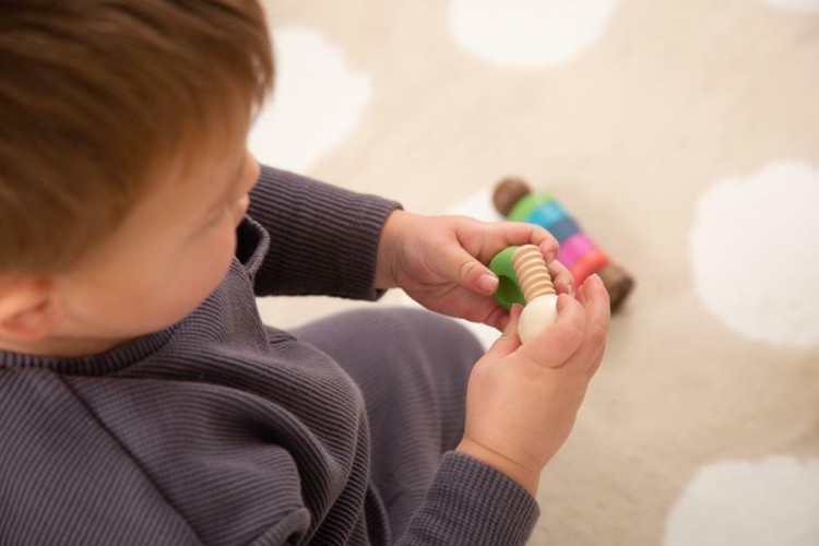 Tęczowe drewniane ludziki duży zestaw