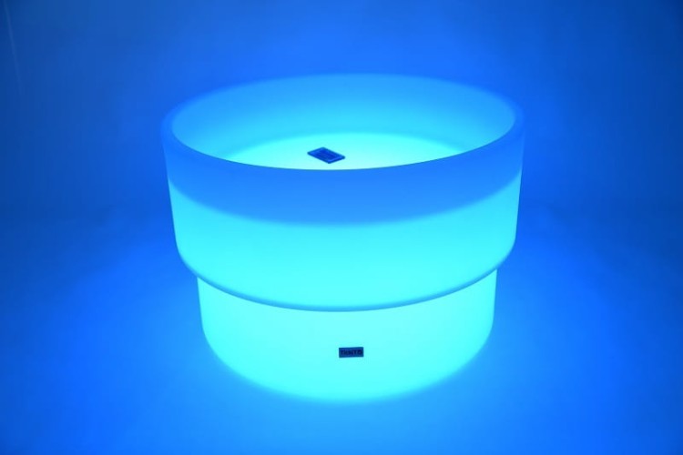 Podświetlany stół z zagłębieniem na wodę i piasek okrągły